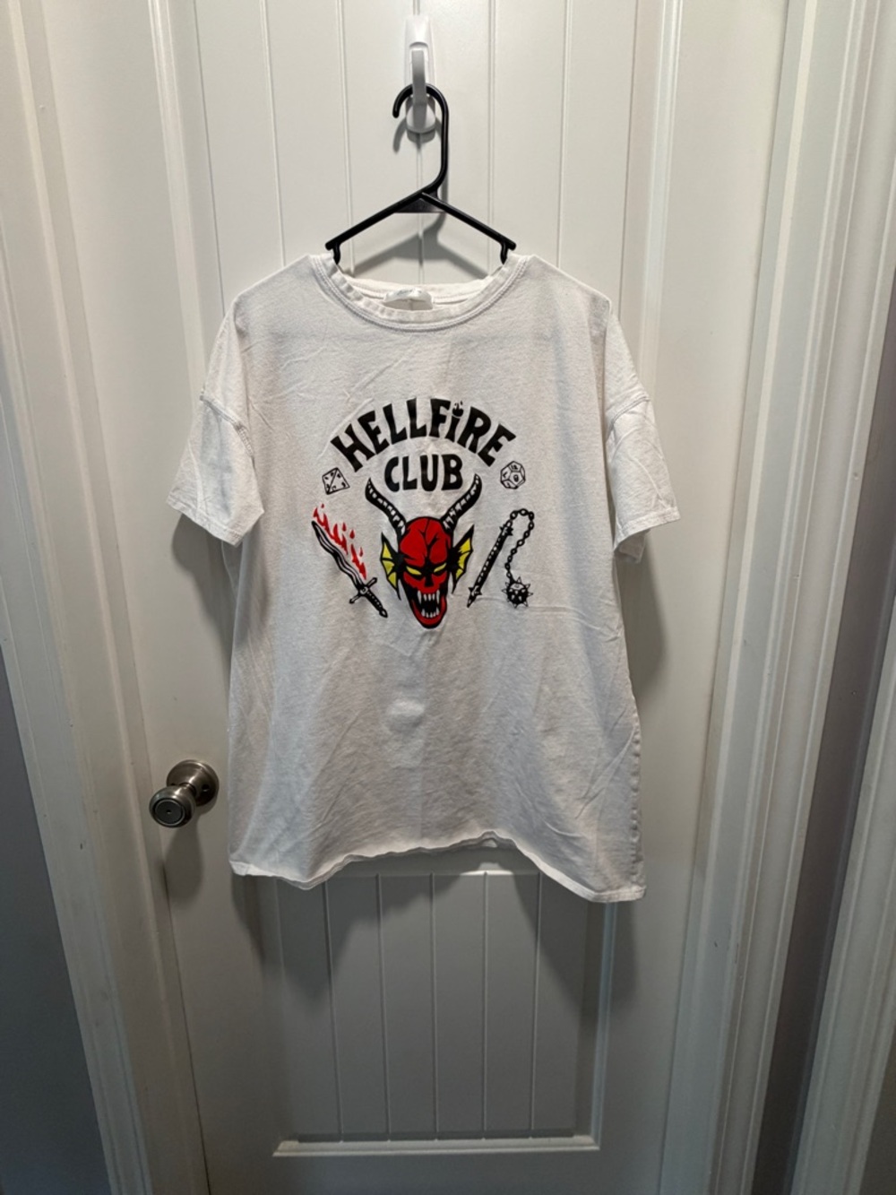 NanaMacs White 'Hellfire Club' Graphic Tunic with Red & Yellow Devil Design